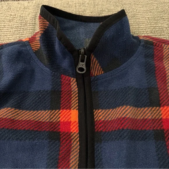 OshKosh B'gosh Navy Plaid Zip-Up Fleece Lightweight Jacket - Picture 2 of 5